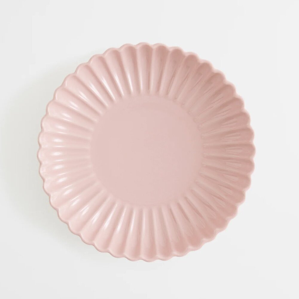 *SET OF 2* H&M Pink Fluted 9" Stoneware Pasta/Salad Plates - Picture 6 of 11